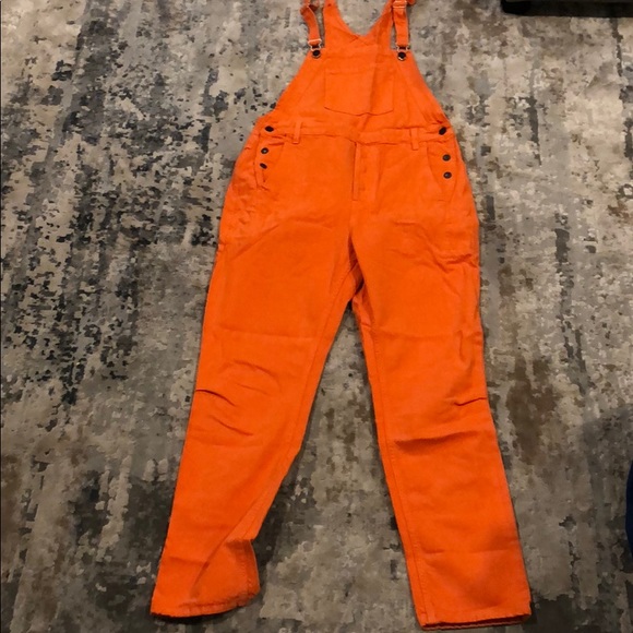 Orange denim overalls Clearance